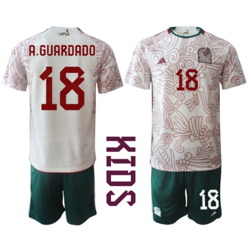 Echipament fotbal Mexic Andres Guardado #18 Tricou Deplasare Mondial 2022 pentru copii maneca scurta (+ Pantaloni scurti)